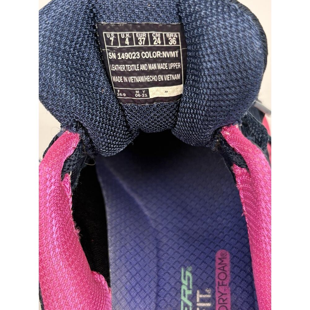 SKECHERS D'LUX WALKER Infinite Motion Mesh Shoes Navy Blue Pink Womens Size US 7 - Picture 15 of 16